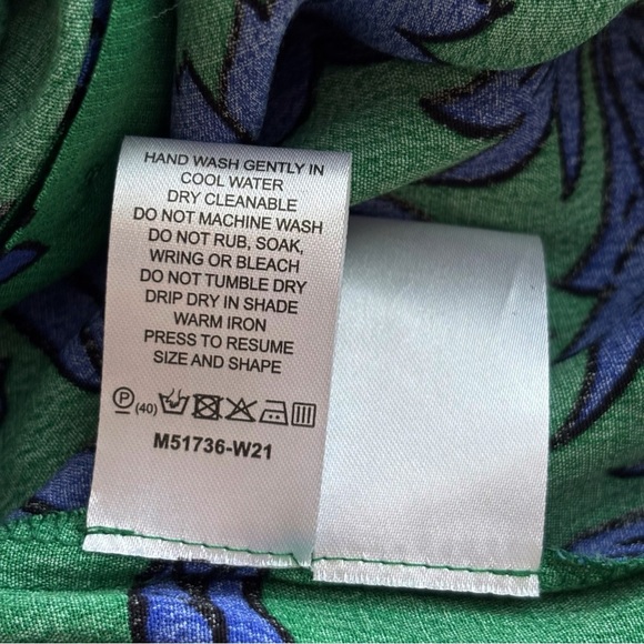 Veronika Maine Floral Tunic Blouse 10 Button Front Green Blue - Picture 9 of 10